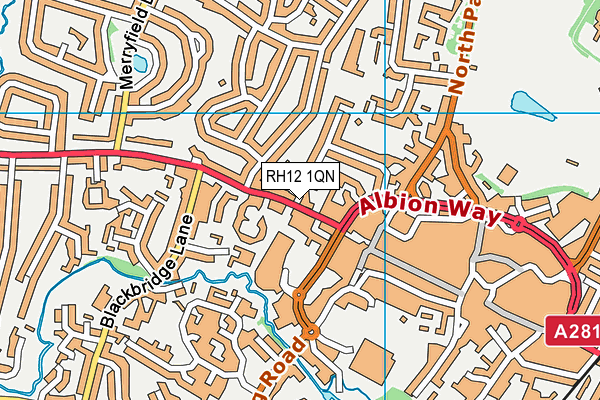 RH12 1QN map - OS VectorMap District (Ordnance Survey)