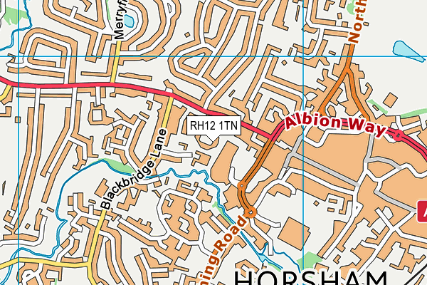 RH12 1TN map - OS VectorMap District (Ordnance Survey) RH12 1TN map - OS VectorMap District (Ordnance Survey)