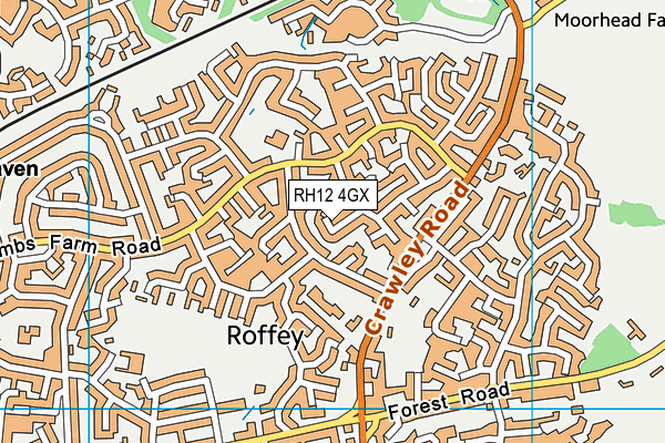 RH12 4GX map - OS VectorMap District (Ordnance Survey) RH12 4GX map - OS VectorMap District (Ordnance Survey)