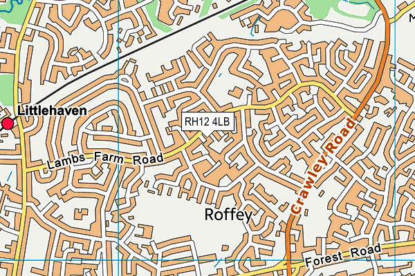 RH12 4LB map - OS VectorMap District (Ordnance Survey) RH12 4LB map - OS VectorMap District (Ordnance Survey)