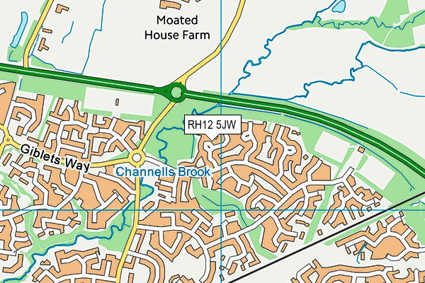RH12 5JW map - OS VectorMap District (Ordnance Survey)