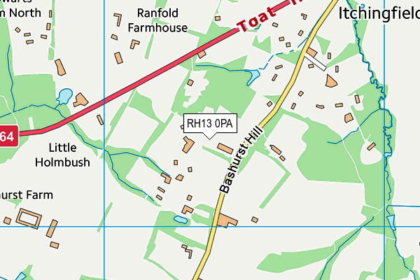 RH13 0PA map - OS VectorMap District (Ordnance Survey) RH13 0PA map - OS VectorMap District (Ordnance Survey)