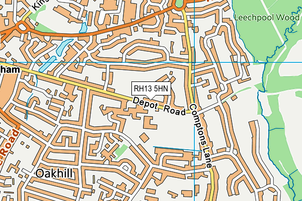 RH13 5HN map - OS VectorMap District (Ordnance Survey) RH13 5HN map - OS VectorMap District (Ordnance Survey)