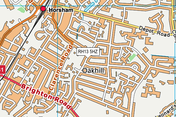 RH13 5HZ map - OS VectorMap District (Ordnance Survey) RH13 5HZ map - OS VectorMap District (Ordnance Survey)