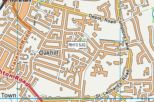 RH13 5JQ map - OS VectorMap District (Ordnance Survey) RH13 5JQ map - OS VectorMap District (Ordnance Survey)