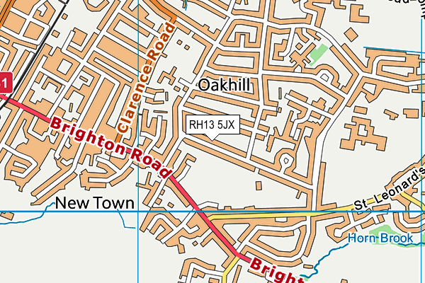 RH13 5JX map - OS VectorMap District (Ordnance Survey) RH13 5JX map - OS VectorMap District (Ordnance Survey)