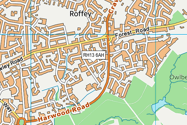 RH13 6AH map - OS VectorMap District (Ordnance Survey) RH13 6AH map - OS VectorMap District (Ordnance Survey)