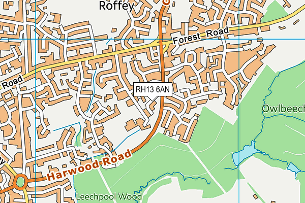 RH13 6AN map - OS VectorMap District (Ordnance Survey) RH13 6AN map - OS VectorMap District (Ordnance Survey)