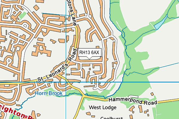 RH13 6AX map - OS VectorMap District (Ordnance Survey) RH13 6AX map - OS VectorMap District (Ordnance Survey)