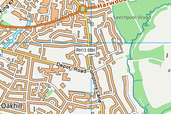 RH13 6BH map - OS VectorMap District (Ordnance Survey) RH13 6BH map - OS VectorMap District (Ordnance Survey)