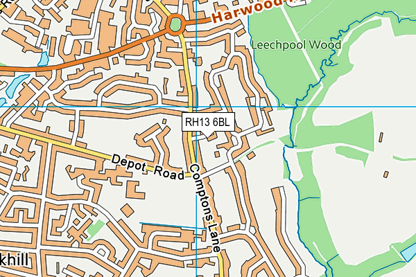 RH13 6BL map - OS VectorMap District (Ordnance Survey) RH13 6BL map - OS VectorMap District (Ordnance Survey)