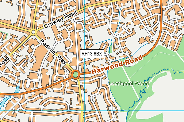 RH13 6BX map - OS VectorMap District (Ordnance Survey) RH13 6BX map - OS VectorMap District (Ordnance Survey)