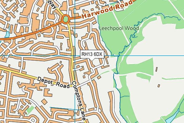 RH13 6DX map - OS VectorMap District (Ordnance Survey) RH13 6DX map - OS VectorMap District (Ordnance Survey)
