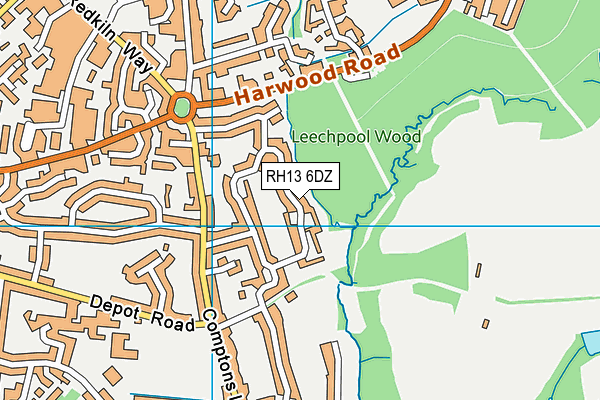 RH13 6DZ map - OS VectorMap District (Ordnance Survey) RH13 6DZ map - OS VectorMap District (Ordnance Survey)