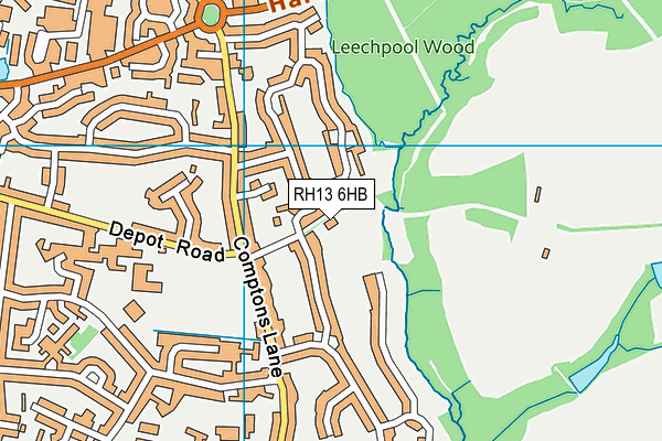 RH13 6HB map - OS VectorMap District (Ordnance Survey) RH13 6HB map - OS VectorMap District (Ordnance Survey)