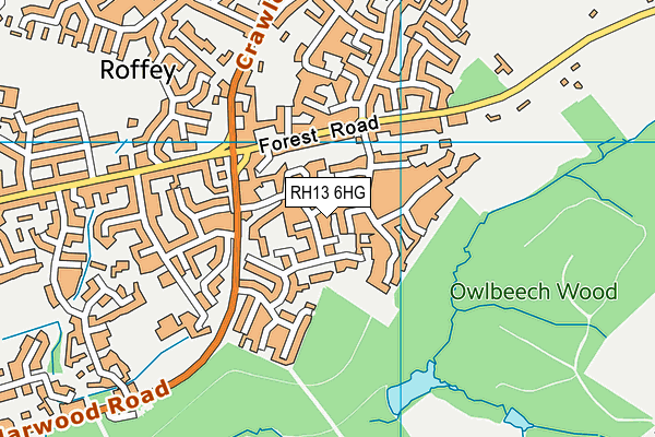 RH13 6HG map - OS VectorMap District (Ordnance Survey) RH13 6HG map - OS VectorMap District (Ordnance Survey)