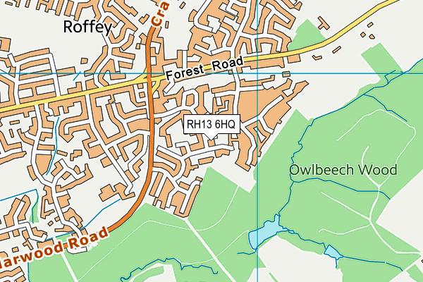 RH13 6HQ map - OS VectorMap District (Ordnance Survey) RH13 6HQ map - OS VectorMap District (Ordnance Survey)