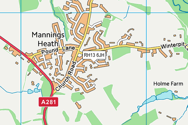 RH13 6JH map - OS VectorMap District (Ordnance Survey) RH13 6JH map - OS VectorMap District (Ordnance Survey)