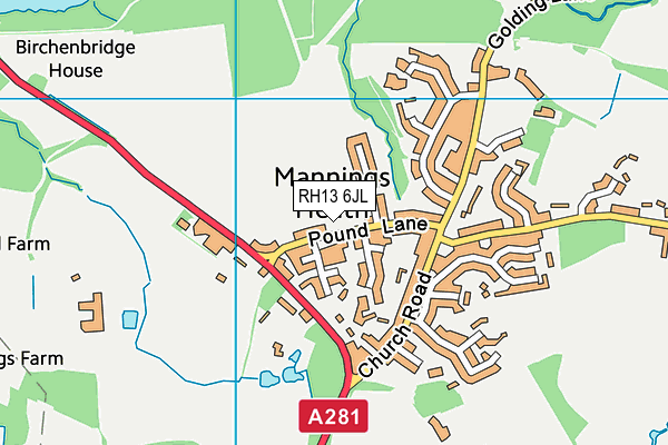 RH13 6JL map - OS VectorMap District (Ordnance Survey) RH13 6JL map - OS VectorMap District (Ordnance Survey)