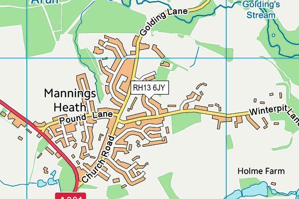 RH13 6JY map - OS VectorMap District (Ordnance Survey) RH13 6JY map - OS VectorMap District (Ordnance Survey)