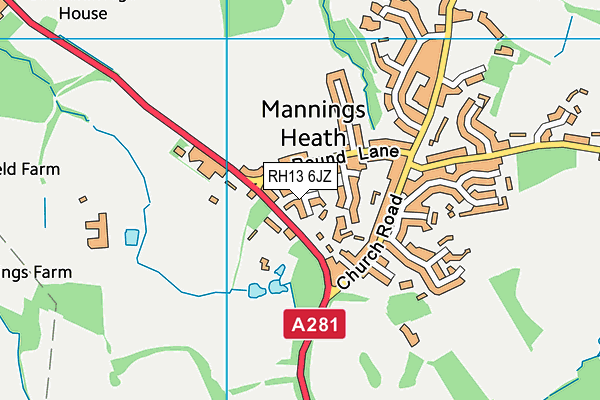 RH13 6JZ map - OS VectorMap District (Ordnance Survey) RH13 6JZ map - OS VectorMap District (Ordnance Survey)