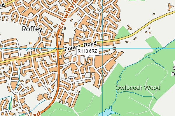 RH13 6RZ map - OS VectorMap District (Ordnance Survey) RH13 6RZ map - OS VectorMap District (Ordnance Survey)
