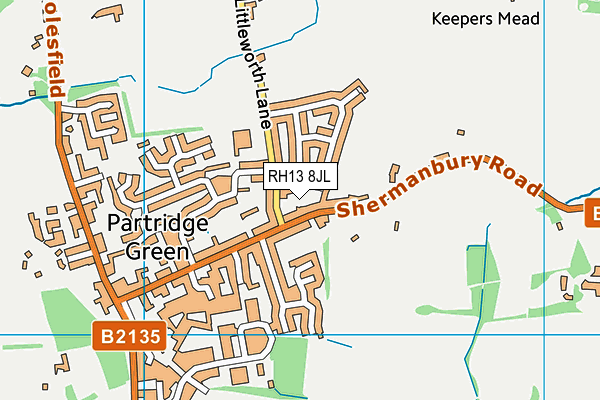 RH13 8JL map - OS VectorMap District (Ordnance Survey)