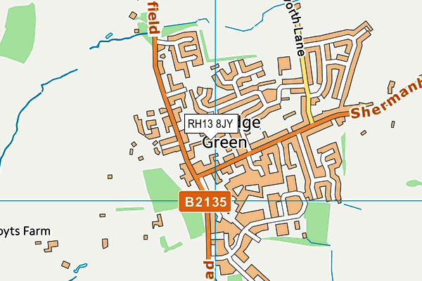 RH13 8JY map - OS VectorMap District (Ordnance Survey) RH13 8JY map - OS VectorMap District (Ordnance Survey)