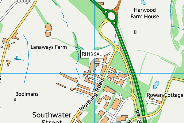 RH13 9AL map - OS VectorMap District (Ordnance Survey) RH13 9AL map - OS VectorMap District (Ordnance Survey)
