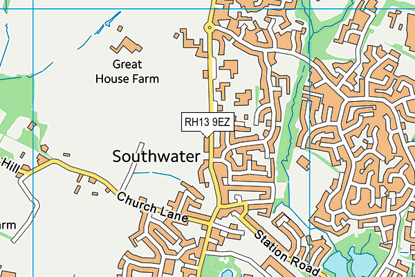 RH13 9EZ map - OS VectorMap District (Ordnance Survey) RH13 9EZ map - OS VectorMap District (Ordnance Survey)