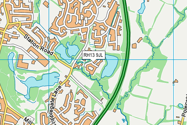 RH13 9JL map - OS VectorMap District (Ordnance Survey) RH13 9JL map - OS VectorMap District (Ordnance Survey)