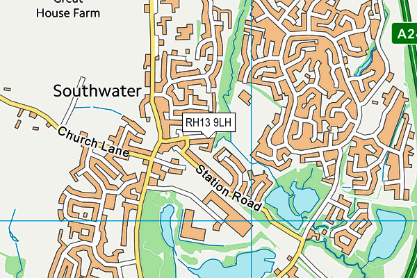 RH13 9LH map - OS VectorMap District (Ordnance Survey) RH13 9LH map - OS VectorMap District (Ordnance Survey)