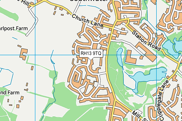 RH13 9TQ map - OS VectorMap District (Ordnance Survey) RH13 9TQ map - OS VectorMap District (Ordnance Survey)