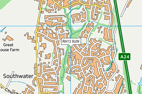 RH13 9UW map - OS VectorMap District (Ordnance Survey) RH13 9UW map - OS VectorMap District (Ordnance Survey)