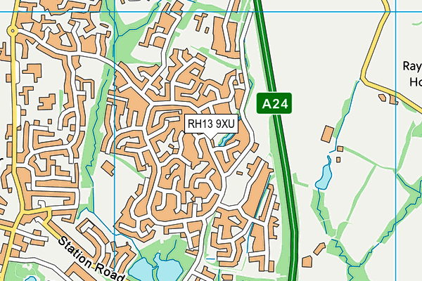RH13 9XU map - OS VectorMap District (Ordnance Survey) RH13 9XU map - OS VectorMap District (Ordnance Survey)