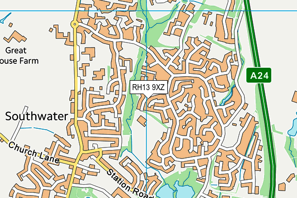 RH13 9XZ map - OS VectorMap District (Ordnance Survey) RH13 9XZ map - OS VectorMap District (Ordnance Survey)