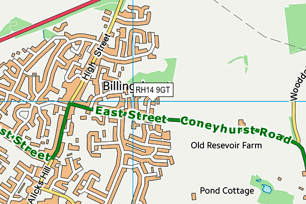 RH14 9GT map - OS VectorMap District (Ordnance Survey)