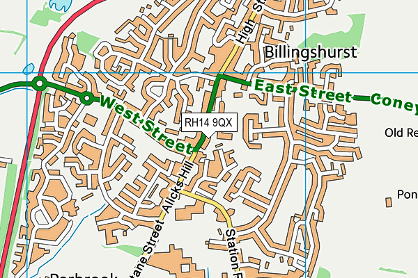 RH14 9QX map - OS VectorMap District (Ordnance Survey)