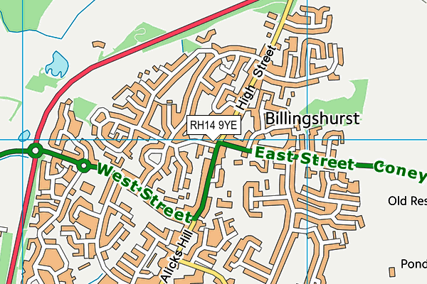 RH14 9YE map - OS VectorMap District (Ordnance Survey) RH14 9YE map - OS VectorMap District (Ordnance Survey)
