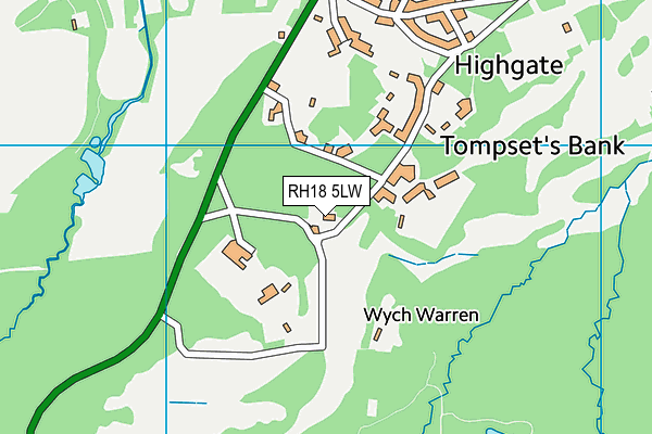 RH18 5LW map - OS VectorMap District (Ordnance Survey) RH18 5LW map - OS VectorMap District (Ordnance Survey)