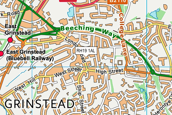 RH19 1AL map - OS VectorMap District (Ordnance Survey) RH19 1AL map - OS VectorMap District (Ordnance Survey)