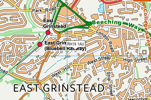 RH19 1AU map - OS VectorMap District (Ordnance Survey)