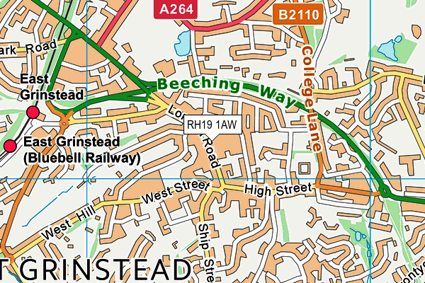 RH19 1AW map - OS VectorMap District (Ordnance Survey) RH19 1AW map - OS VectorMap District (Ordnance Survey)