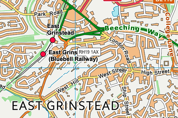 RH19 1AX map - OS VectorMap District (Ordnance Survey) RH19 1AX map - OS VectorMap District (Ordnance Survey)