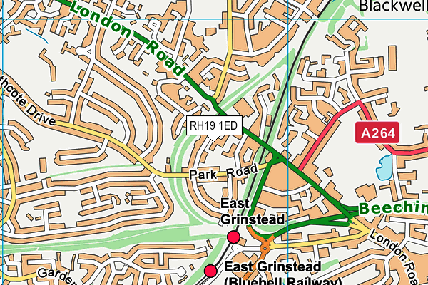 RH19 1ED map - OS VectorMap District (Ordnance Survey) RH19 1ED map - OS VectorMap District (Ordnance Survey)