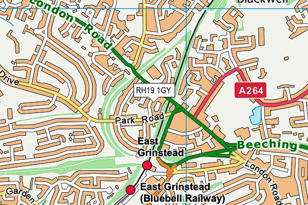 RH19 1GY map - OS VectorMap District (Ordnance Survey) RH19 1GY map - OS VectorMap District (Ordnance Survey)
