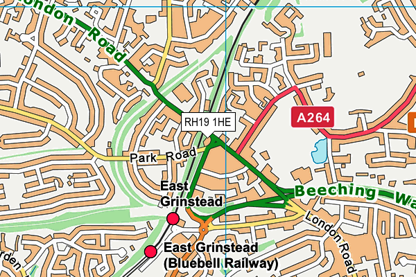 RH19 1HE map - OS VectorMap District (Ordnance Survey) RH19 1HE map - OS VectorMap District (Ordnance Survey)
