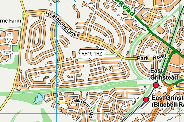 RH19 1HZ map - OS VectorMap District (Ordnance Survey) RH19 1HZ map - OS VectorMap District (Ordnance Survey)