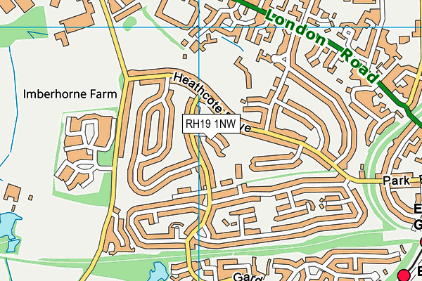 RH19 1NW map - OS VectorMap District (Ordnance Survey) RH19 1NW map - OS VectorMap District (Ordnance Survey)