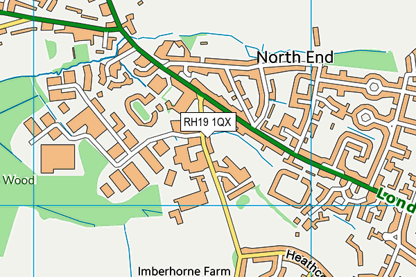 RH19 1QX map - OS VectorMap District (Ordnance Survey)